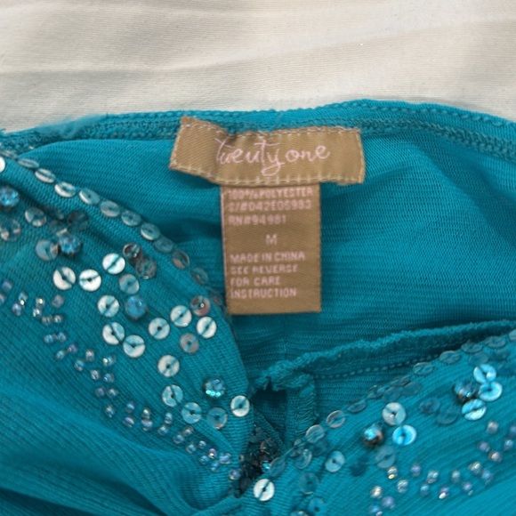 Strapless top, forever21. Size Medium. Used. Turquoise color. - Picture 2 of 4